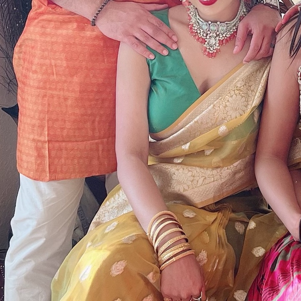 Elegant Green and Gold Kanjivaram-Style Saree with Gold Zari